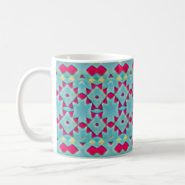 Mug Turquoise, Rouge et Jaune Patiné Sud-Ouest (Gauche)