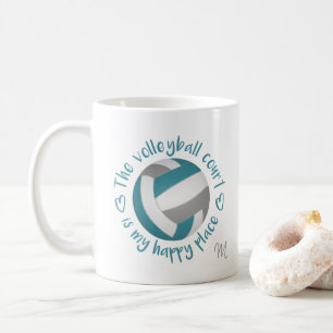 Mug turquoise terrain de volley-ball gris est mon endr