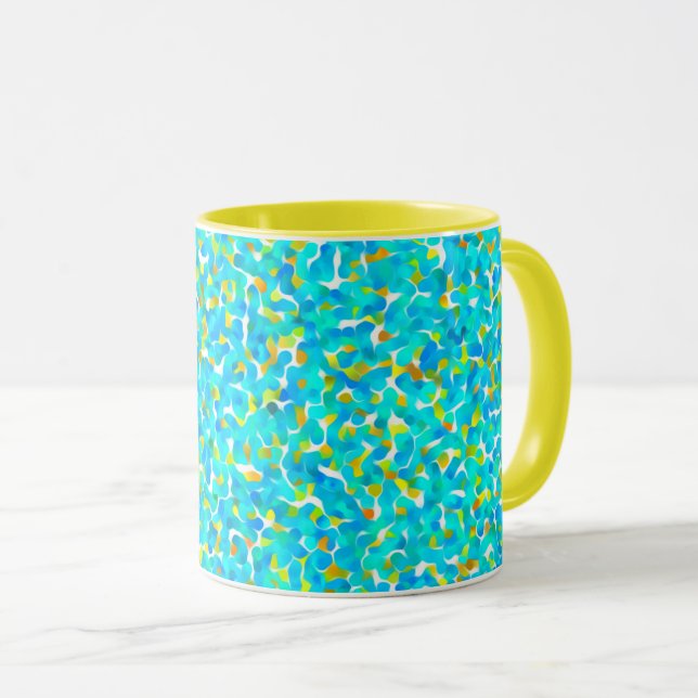 Mug Turquoise Vert Bleu Jaune Abstrait Motif (Devant droit)