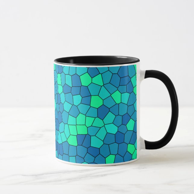 Mug Turquoise Vert Cyan Bleu Motif (Droite)