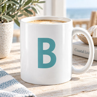 Mug Turquoise Vert Grande Lettre initiale Monogramme m