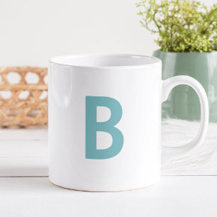 Mug Turquoise Vert Grande Lettre initiale Monogramme m