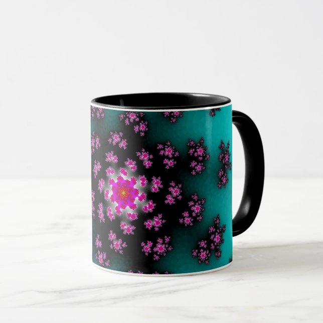 Mug Turquoises arroses florales (Devant droit)