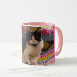 Mug Tuxedo Cat Cute avec jolie Merci de tapis Crochet