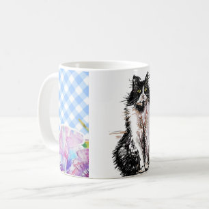 Mug Tuxedo Cat Cute Dessin Black White Cats Café
