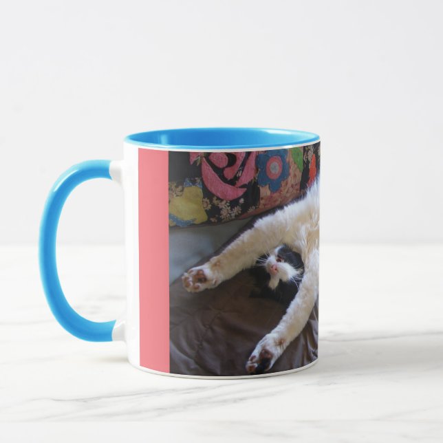 Mug Tuxedo Cat Cute faire une vague mexicaine (Gauche)