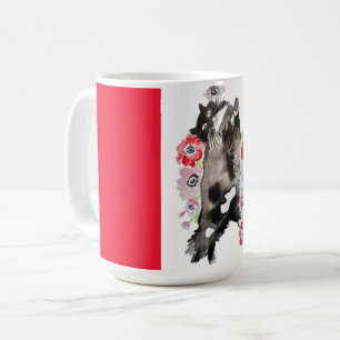 Mug Tuxedo Chat Cute Jolie Fleurs Chats Aquarelle
