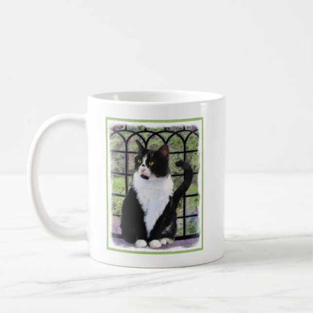 Mug Tuxedo Chat dans la peinture de fenêtre Art animal (Gauche)