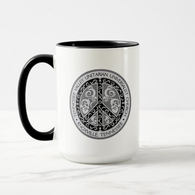 Mug TVUUC - Paix Connexion Beau noir & blanc (Gauche)