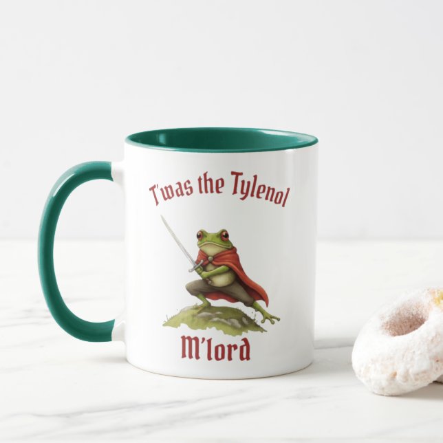 Mug T'was the Potion M'lord - Funny Frog Knight Meme (Avec donut)