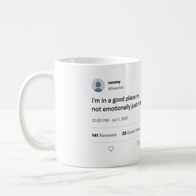 Mug Tweet amusant sur un dortoir en colimaçon, apparte (Gauche)