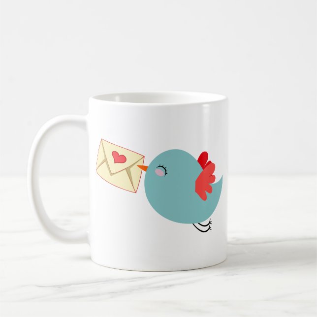 Mug Tweets Messages d'Amour d'Oiseaux (Gauche)