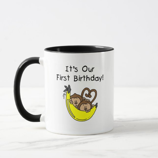 Mug Twin Boys 1st Birthday Monkey Tshirts et cadeaux (Gauche)