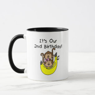 Mug Twins Monkey Boy and Girl 2e anniversaire