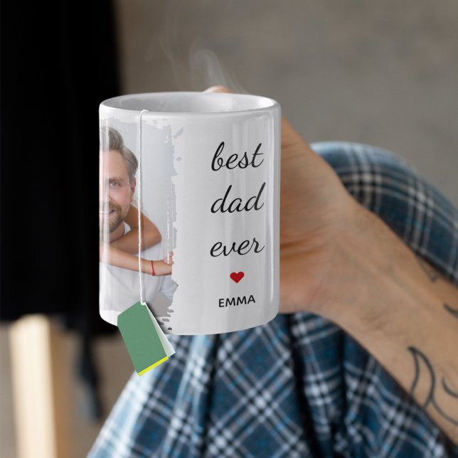 Mug Two Photo Images l Best Dad Ever Cute Red Heart  (Créateur téléchargé)