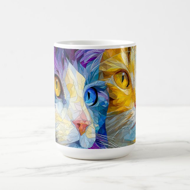 Mug Two Purple and Yellow Cats (Centre)