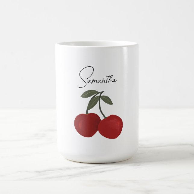 Mug Two Red Cherries Illustration | Cute Fruit Art  (Centre)