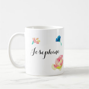 Mug Type élégant de manuscrit, fleurs de waterpaint de