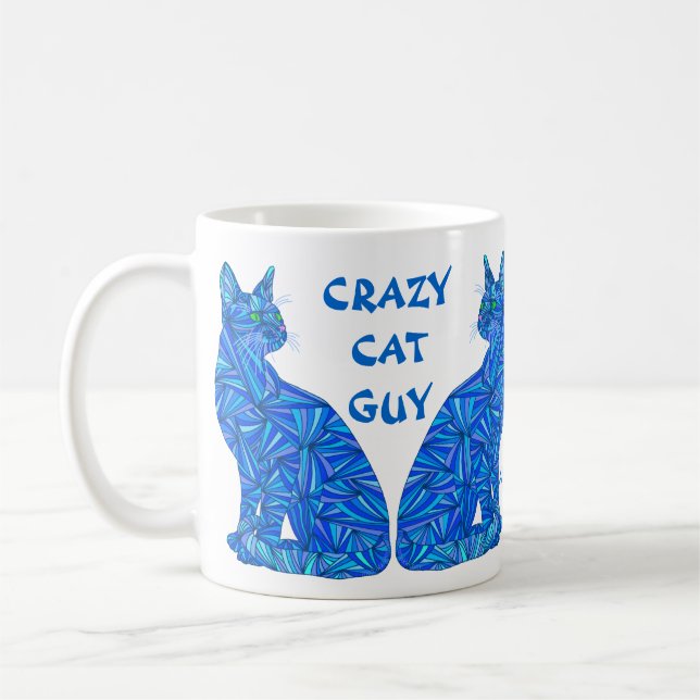 Mug Type fou s'asseyant abstrait de chat de chat de (Gauche)