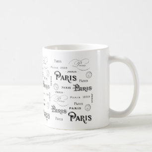 Mug Typographie 1889 de mot de Paris et marques