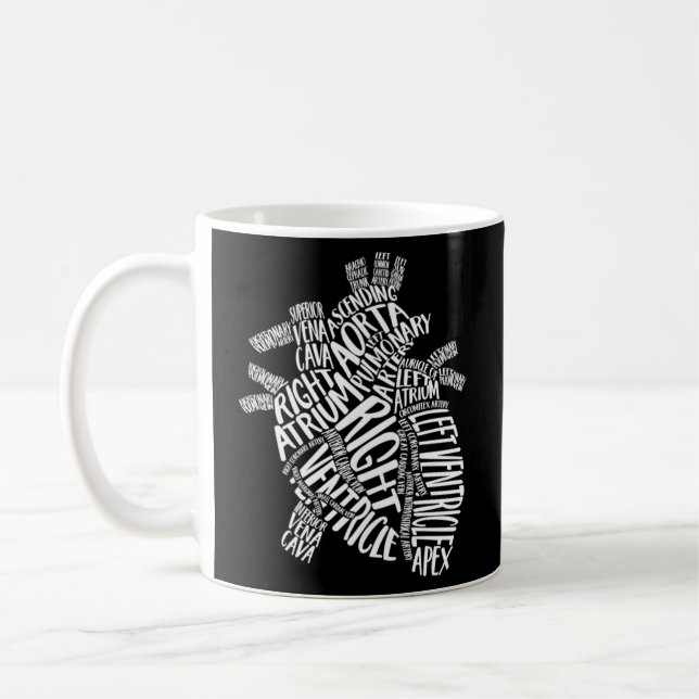 Mug Typographie anatomique cardiaque Cardiologie cardi (Gauche)