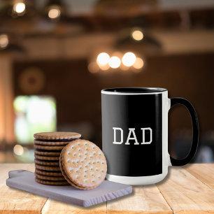 Mug Typographie blanche minimaliste "DAD" Noir clair