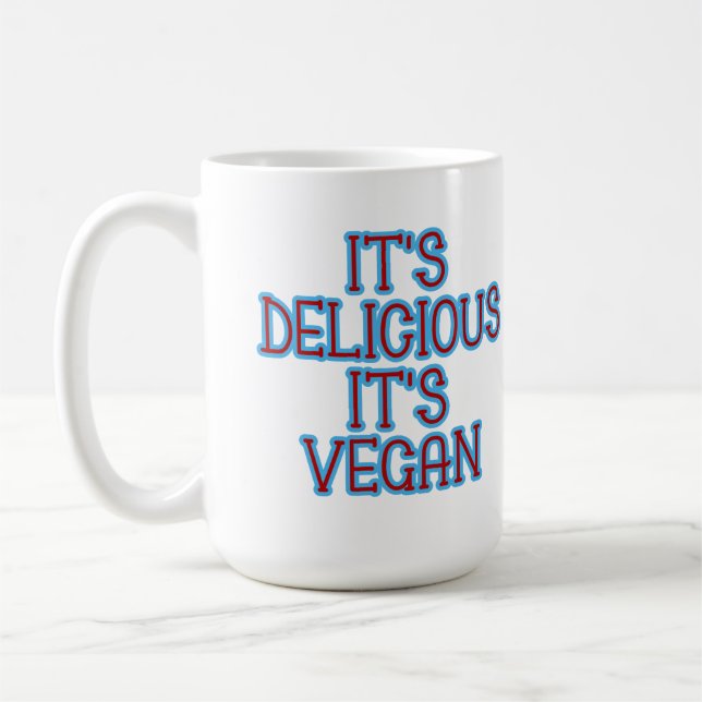Mug Typographie Bleue C'est délicieux C'est Vegan (Gauche)