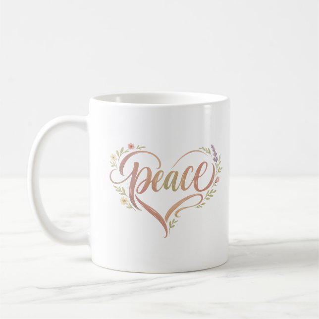 Mug Typographie Boho Cœur de Paix (Gauche)