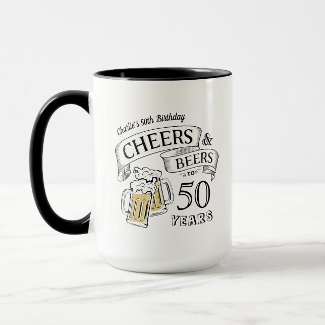 Mug Typographie Bravo Et Bières Tout Âge Anniversaire  (Gauche)