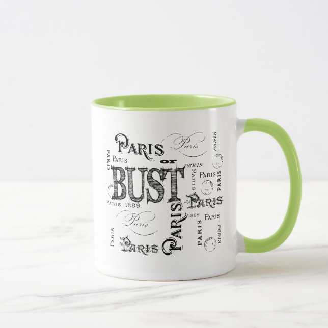 Mug Typographie Calligraphie Paris France Tour Eiffel (Droite)