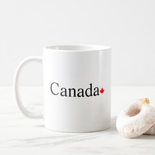 Mug typographie canadienne avec patriotisme de feuille (Avec donut)
