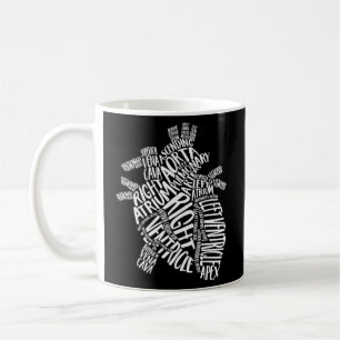 Mug Typographie cardiaque anatomique Cardiologie cardi