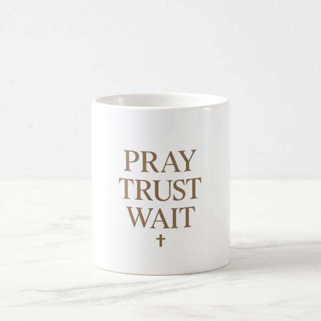 Mug Typographie chrétienne minimale – Priez Confiance  (Centre)