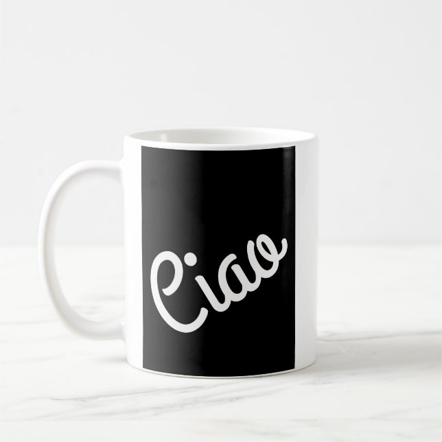 Mug Typographie Ciao Blanc Sur Noir (Gauche)
