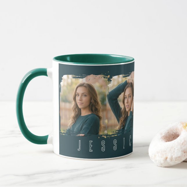 Mug Typographie collage de jeune fille (Avec donut)