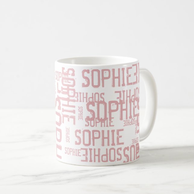 Mug Typographie cool et moderne de rose pâle (Devant droit)