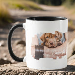 Mug Typographie Cool moderne de Grunge pour animaux de<br><div class="desc">Ce design simple et moderne est composé d'une typographie de script simple et moderne. Ajoutez une photo d'animal de compagnie personnalisée.</div>