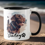 Mug Typographie Cool simple et moderne Nom et photo<br><div class="desc">Ce design simple et moderne est composé d'une typographie de script simple et moderne. Ajoutez une photo d'animal de compagnie personnalisée.</div>