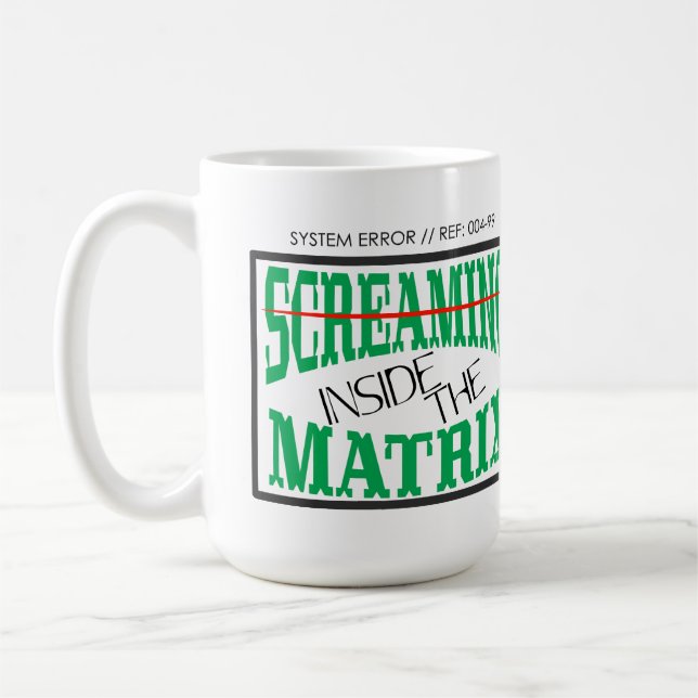 Mug Typographie Cyberpunk Glitch Art Criant à l'Intéri (Gauche)
