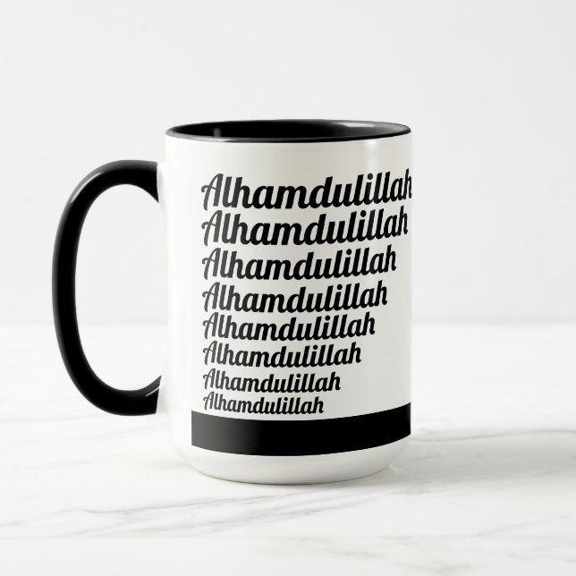 Mug Typographie d'Alhamdulillah noir sur Monogramme bl (Gauche)