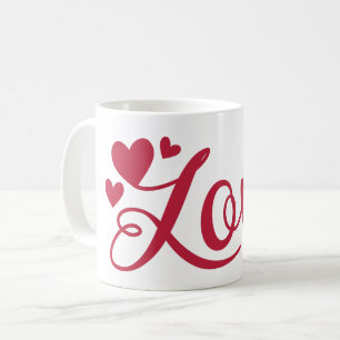 Mug Typographie d'amour du coeur rouge