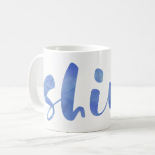 Mug Typographie d'aquarelle bleue   Briller