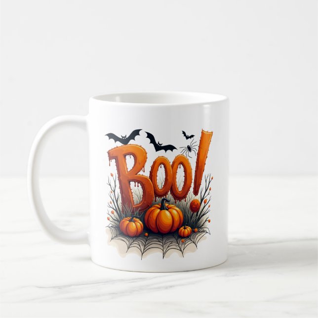 Mug Typographie de Boo mignonne Citrouille Halloween e (Gauche)