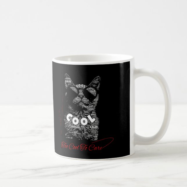 Mug Typographie de chat Too Cool To Care (Droite)