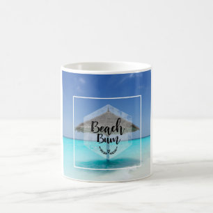 Mug Typographie de cloche de plage - Parapluie sur la