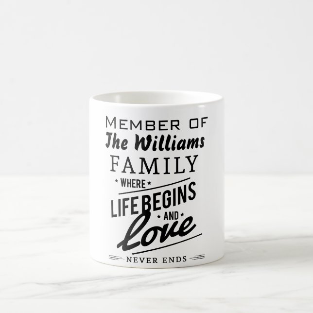 Mug Typographie de cru d'amour de membre de la famille (Centre)