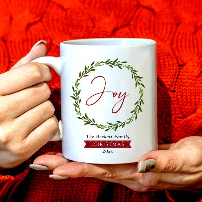 Mug Typographie de joie Couronne de Noël de vacances (Créateur téléchargé)