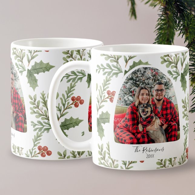 Mug Typographie de la famille de Noël Botanique (Créateur téléchargé)