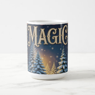 Mug Typographie de la magie de Noël avec des pins enne