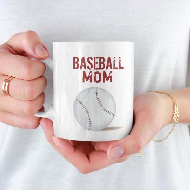 Mug Typographie de la maman du baseball Sports rouges (Créateur téléchargé)